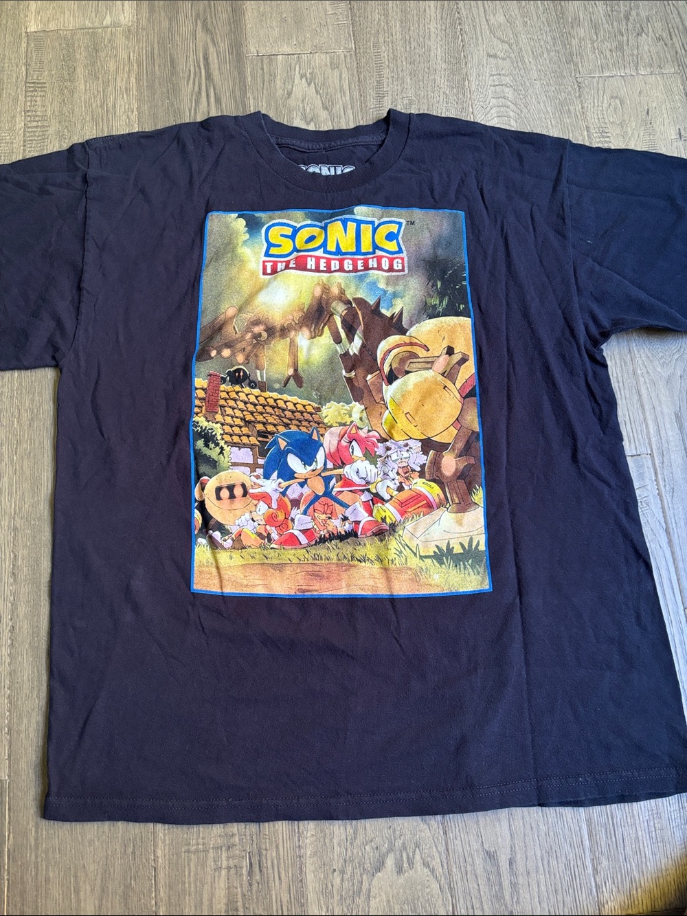Sonic The Hedgehog | 100% Cotton Sega Video Game Promo T-Shirt Blue Size XL